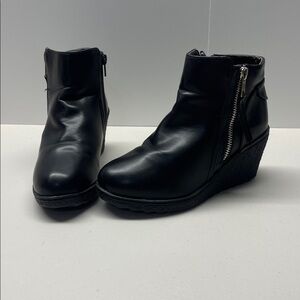 Black Ankle Boots with Wedge Heel